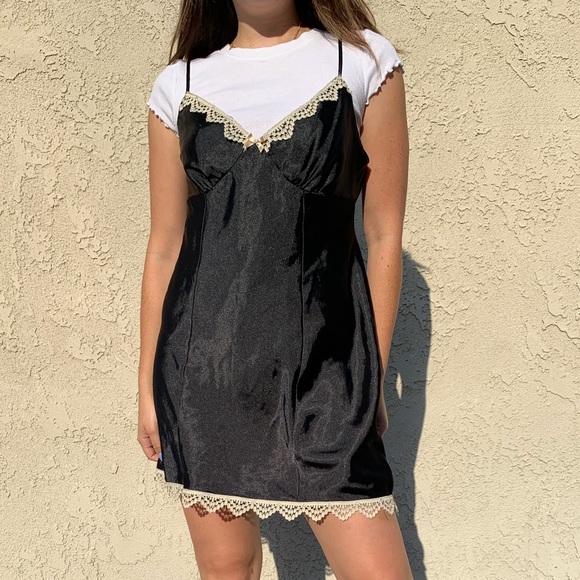 90s black slip dress